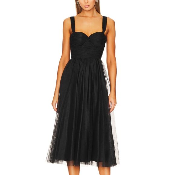 NWT Zimmermann Black Tulle Mesh Overlay Corset Maxi Dress Size 4 - Picture 2 of 13
